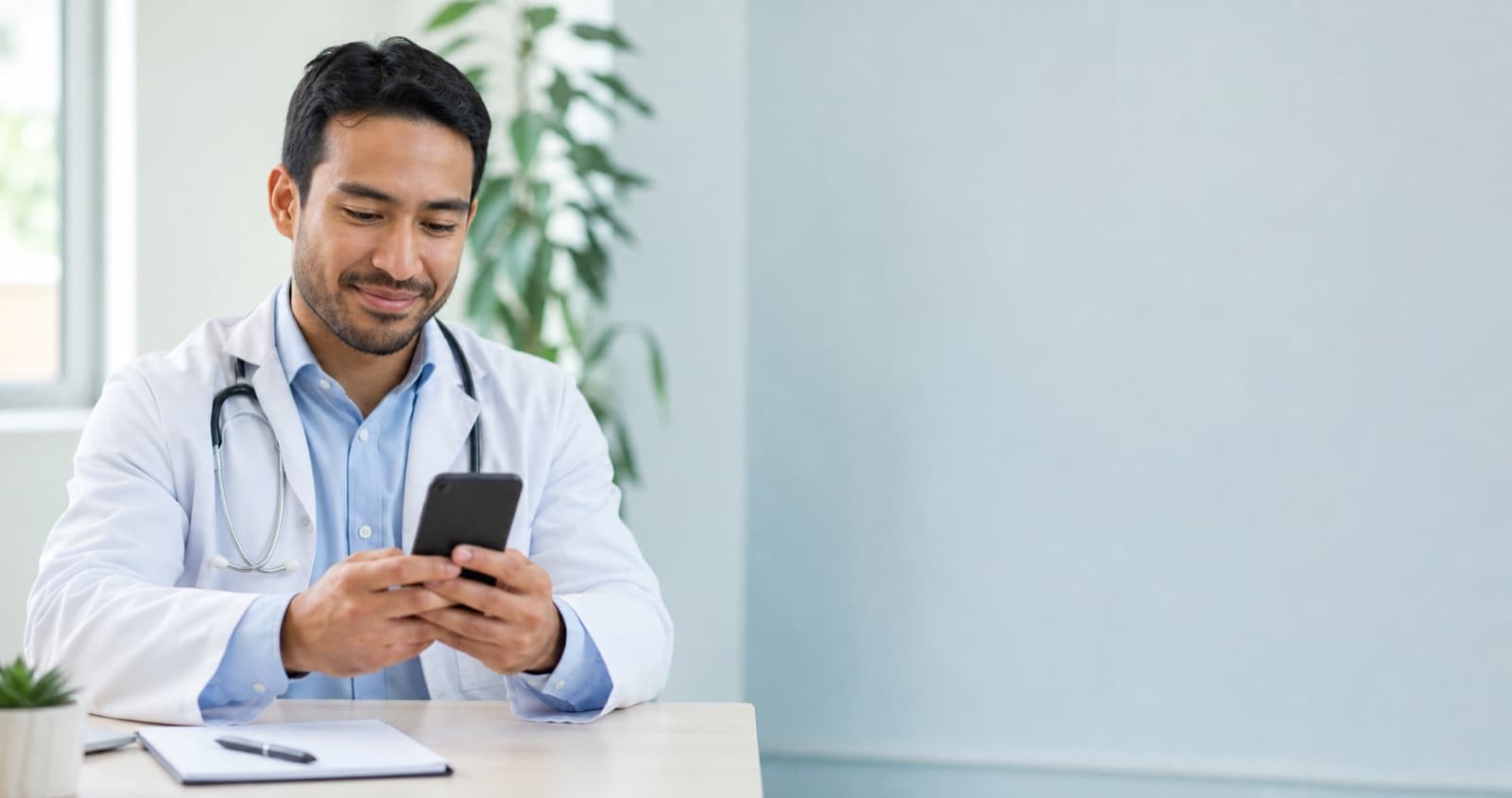 Médico revisando su agenda de Sana en el celular
